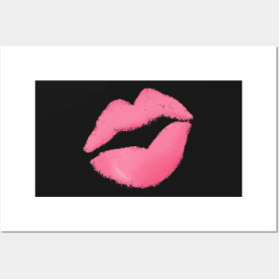 Fun pink lipstick kiss print Posters and Art